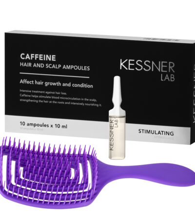 Set Flexible Haarbürste O-327 Lila Und Kessner Lab Koffeinampullen