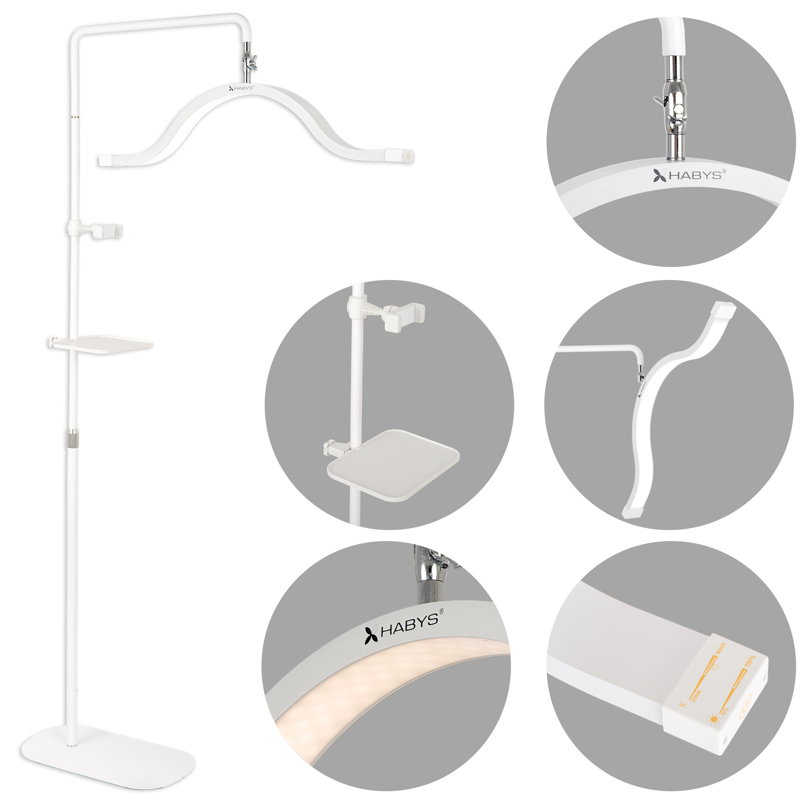 Habys Kosmetiklampe geschwungenes Design 320 LED weiß Vena Light Habys Kosmetiklampe geschwungenes Design 320 LED weiß Vena Light