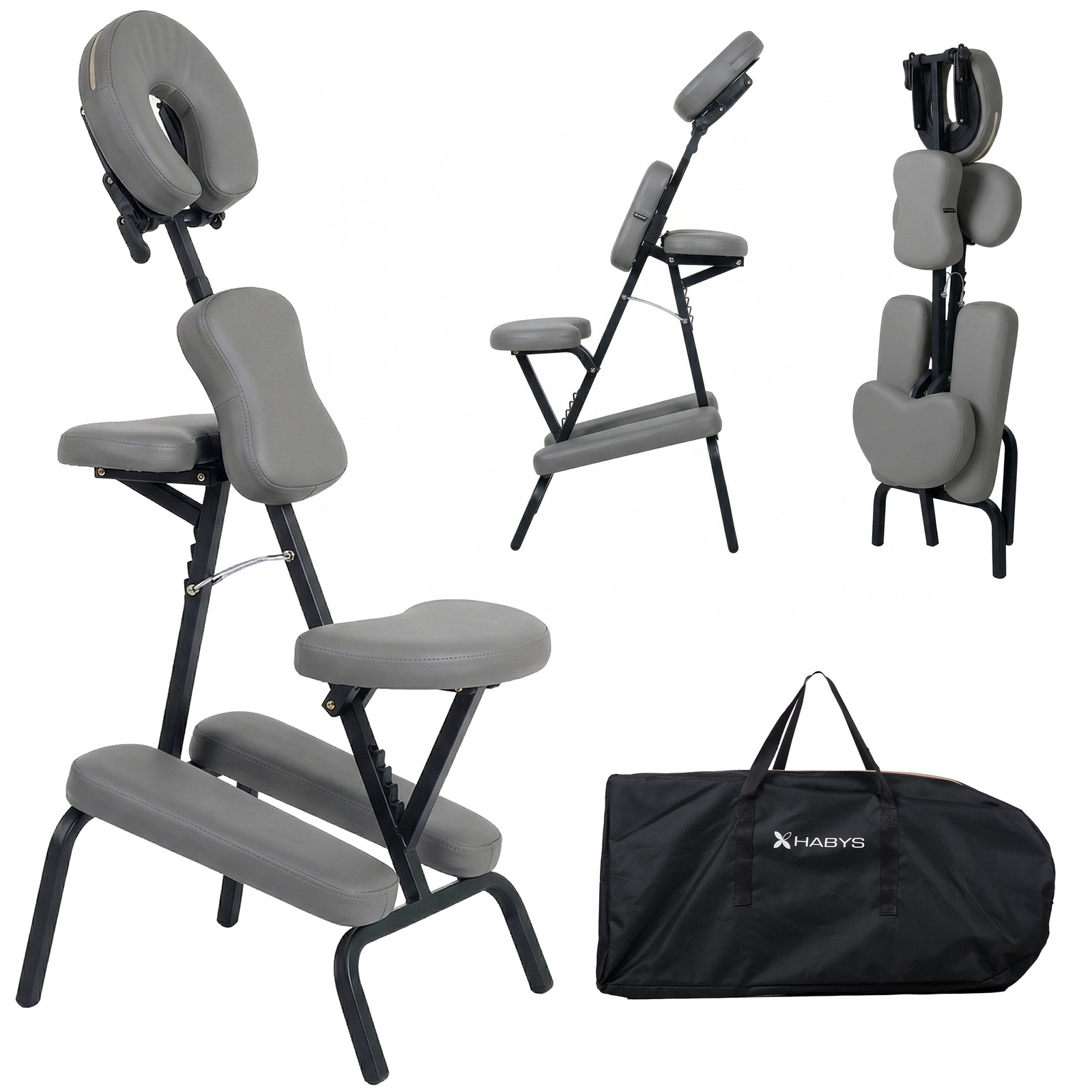Habys Massagesessel ergonomisch tragbar grau Flexo Habys Massagesessel ergonomisch tragbar grau Flexo
